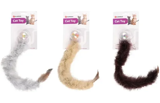 Flamingo Cat toy - Забавна котешка играчка - Дрънкалка с топка и опашка , 45 см.