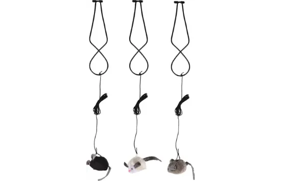 Flamingo cat toy - Забавна котешка играчка за закачане, мишка със звук, 6,5 х 4 х 3 см.