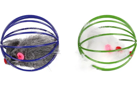 Flamingo Cat toy wire ball - Забавна котешка играчка - мишка в топка, 6 см.