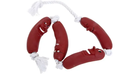 Flamingo Dog toy Sausage - Забавна играчка за кучета , наденички с въже за дърпане и дъвчене, 72 см.