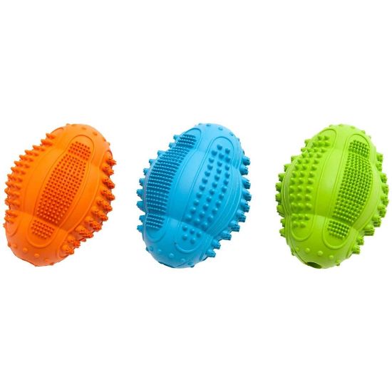 Flamingo Ruffus ball - Забавна дентална играчка за кучета за дъвчене и дърпане - ръгби топка , 8/6 см./три цвята