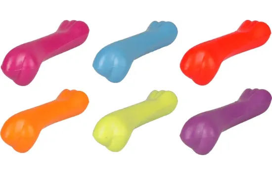 Flamingo Rubber Bone - Забавна играчка за дъвчене за кучета - гумен кокал, 12 см./ различни цветове