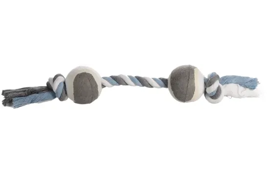 Flamingo Jim Tug - Играчка за кучета, памучно въже с 2 топки, 40 см.