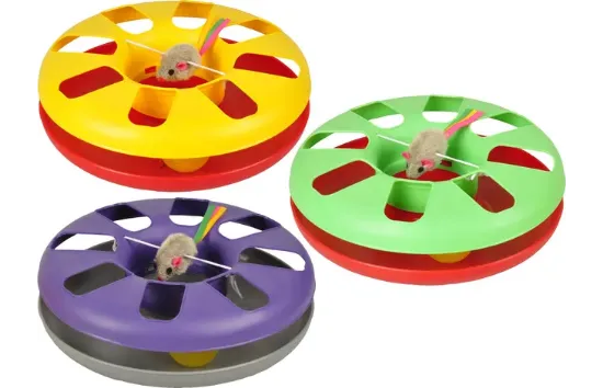 Flamingo cat toy - Играчка за котки, кръг (24см) с топка и мишка, различни цветове