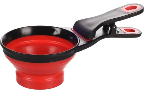 Flamingo Feeder Silo - Мерителна чаша за суха храна с щипка за кучета, котки, гризачи и други домашни любимци, 237 мл.