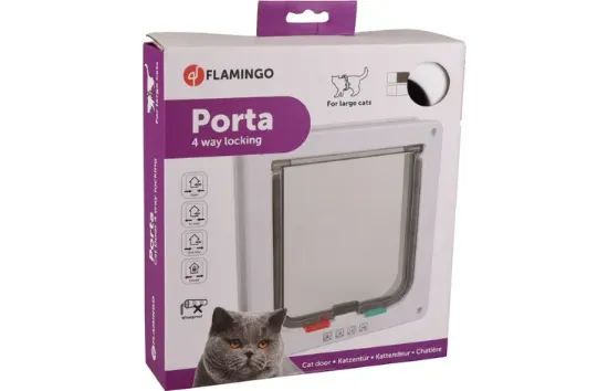 Flamingo Cat door - Вратичка за вграждане за котки, 23.5/25.2 см. - бяла