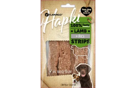 Flamingo Lamb Rice Strips - Лакомство за кучета, вкусни ленти с агнешко и ориз, без захар, 85 гр