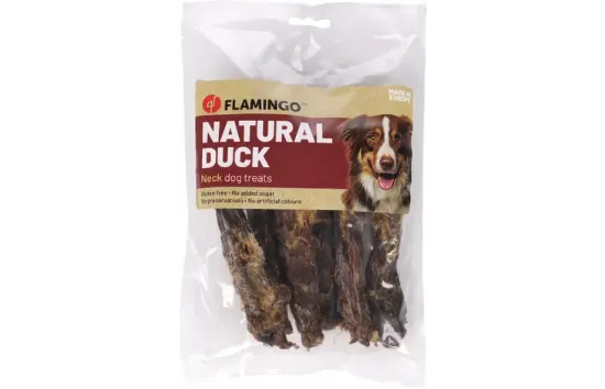 Flamingo Nature Snack - Лакомство за кучета, 100% патешки шийки, 150 гр