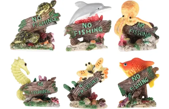 Flamingo No fishing Bord - Декор за аквариуми с надпис No Fishing, 5,5 X 4 X 6 см.