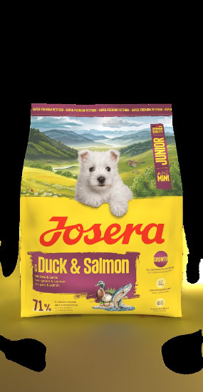 Josera Mini Junior - Пълноценна суха храна за подрастващи кучета от малки породи с патешко месо и сьомга 900 гр.