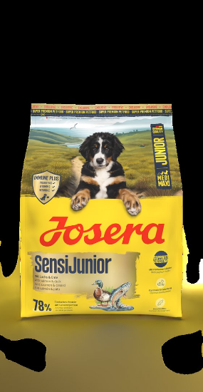 Josera Dog Sensi Junior - Пълноценна суха храна за подрастващи чувствителни или спортуващи кучета с пилешко, патешко месо и ориз, 900 гр.