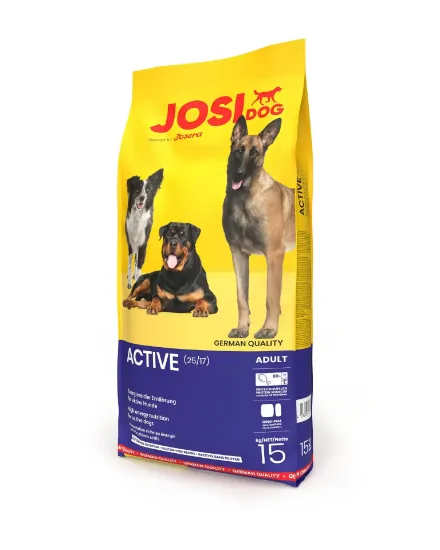 Josera JosiDog Active - Пълноценна, високоенергийна суха храна за активни възрастни кучета с пилешко и ориз, 15 кг.