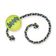 Kong Squeaker Tennis Ball with Rope Medium - Тенис топка с въже за дърпане и дъвчене(50 см.) за кучета с пискюл 6 см. 3