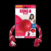 KONG Ball with Rope - Издръжлива и забавна играчка за кучета, топка с въже за дърпане и ръбане 1