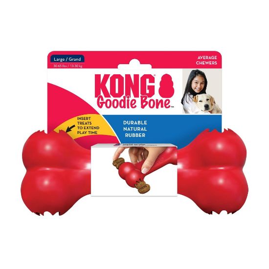 KONG Goodie Bone Large - Играчка за кучета от гума с възможност за поставяне на лакомство, 22 см.