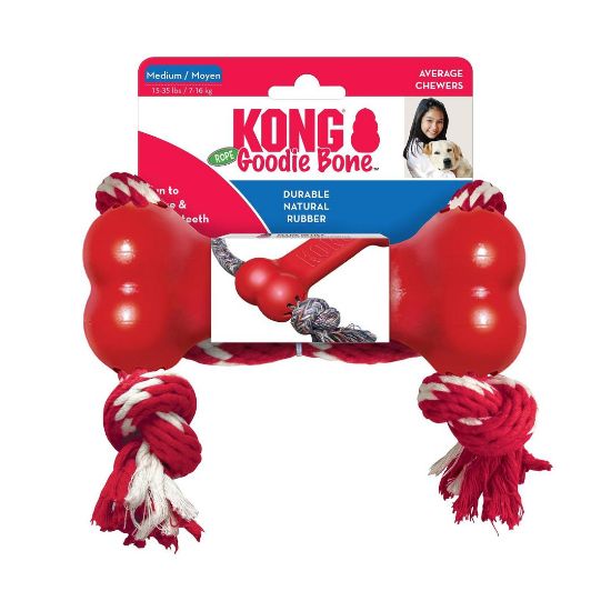 KONG GOODIE BONE with rope M- Гумен кокал с въже за кучета, 18.42 см.