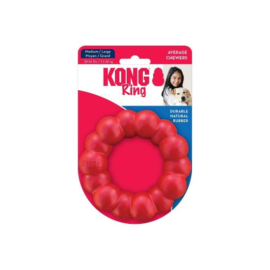 Kong Dog Ring M/L - Кучешка играчка за дъвчене - гумен пръстен 10.5 см. червен