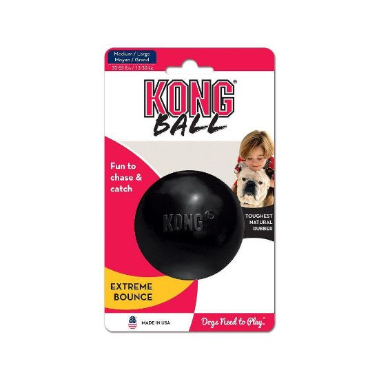 Kong Extreme Small - Кучешка играчка - гумена топка за гонене и дъвчене 6 см. черна
