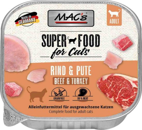 Mac’s Cat Pure Beef and Turkey - Премиум пастет за котки, без зърно, с говеждо и пуешко месо.