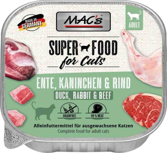 Mac’s Cat Pure Duck, Rabbit and Beef - Премиум пастет за котки, без зърно, с патешко, заешко и говеждо месо