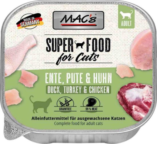 Mac’s Cat Pure Chicken, Turkey and Duck - Премиум пастет за котки, без зърно, с патешко, пуешко и пилешко месо