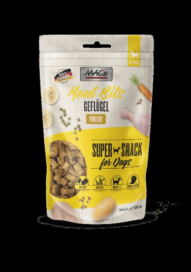 Mac's Meat Bits меко лакомство с пилешко, моркови, зелена леща и ленено семе