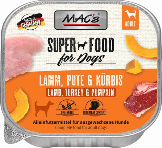 Mac’s Dog Lamb, Turkey &amp; Pumpkin - Премиум пастет за кучета с агнешко месо, пуешко и тиква