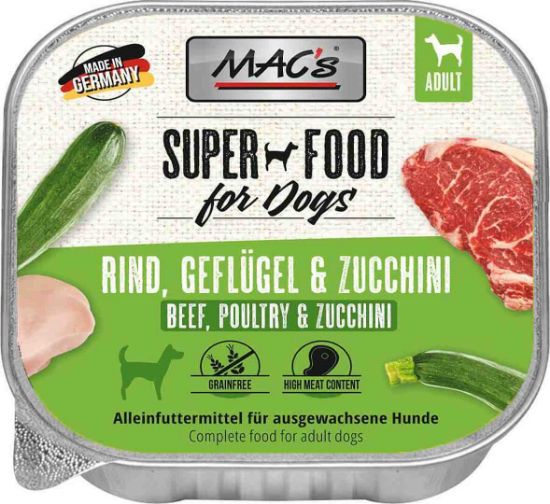 Mac’s Dog Beef, Poultry &amp; Courgette - Премиум пастет за кучета с говеждо, птиче месо и тиквички