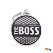 My Family Id Tag - Елегантен алуминиев кучешки адресник медальон с надпис The Boss - сребрист 1