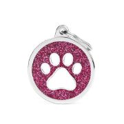 My Family Id Tag - Елегантен кучешки адресник медальон, кръгъл с лапа, сив 3