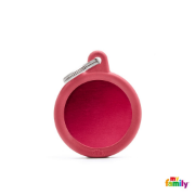 My Family Id Tag - Елегантен алуминиев кръгъл кучешки адресник медальон, червен 1