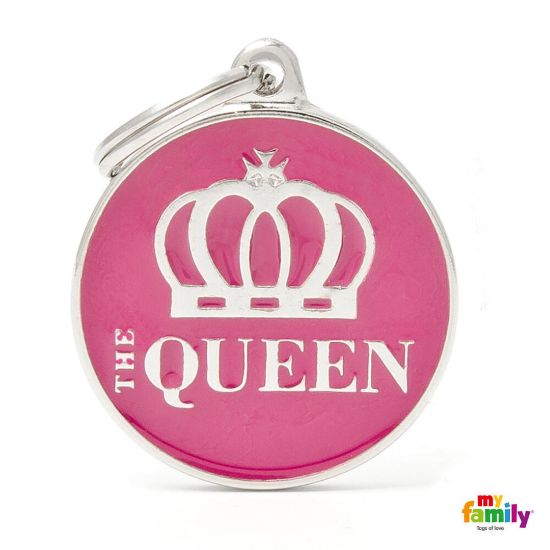 My Family Id Tag - Елегантен алуминиев кучешки адресник медальон с надпис The Queen
