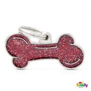 My Family Id Tag XL Bone Gold Gitter - Елегантен адресник за кучета във форма на кокал , златист 3