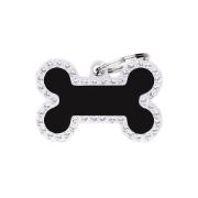 My Family Swarovski's Glam BIg light Dog Tag Big Bone Strass - Ръчно изработен медальон кокал - адресник за кучета 2.5 см. / 3.8 см. син 1