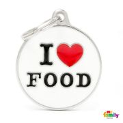 My Family Dog Tag - Ръчно изработен медальон , с надпис I Love Food - адресник за кучета 3.93 см. /3.17 см. 1