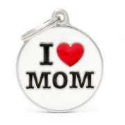 My Family Dog Tag - Ръчно изработен медальон , с надпис I Love Mom - адресник за кучета 3.93 см. /3.17 см. 1