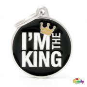 My Family ID Tag Big Circle - Адресник за кучета с надпис I'm The King, 3.2 см. 1