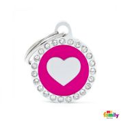 My Family Glam Heart Circle Strass - Елегантен кучешки адресник - сърце, Сваровски, бял 3