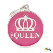 My Family Dog Tag - Ръчно изработен медальон , с надпис The Queen - адресник за кучета 3.93 см. /3.17 см. розов 1