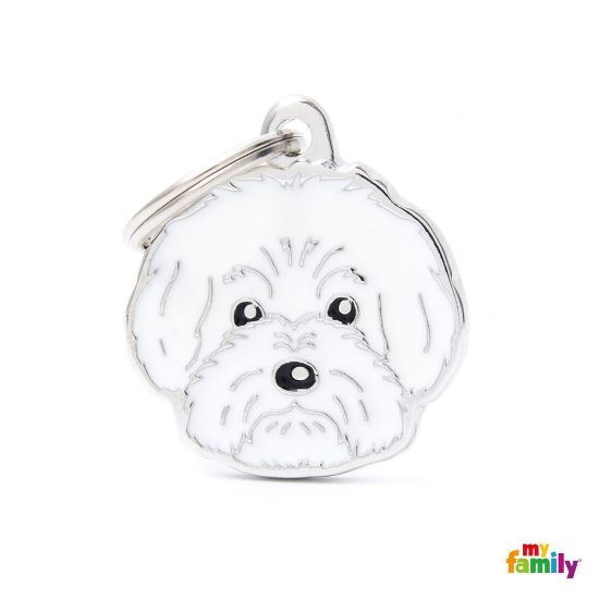 My Family Dog Tag - Ръчно изработен адресник , Bolognese Dog за кучета 2.8 см/ 2.5 см.