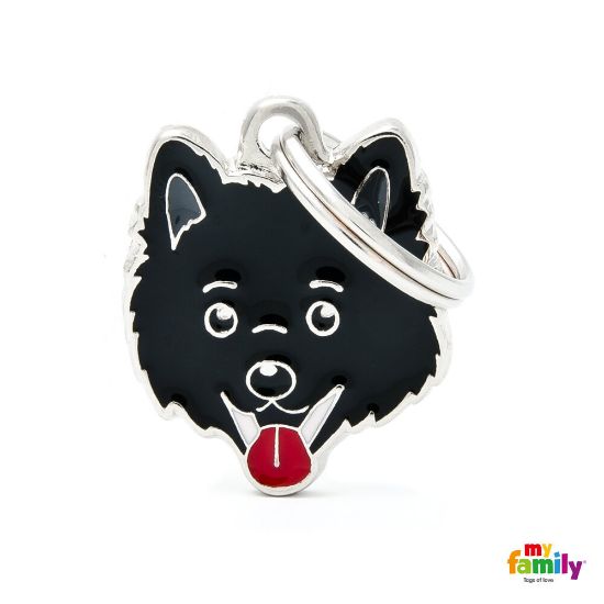 My Family Dog Tag - Ръчно изработен адресник , Italian Spitz Dog за кучета 2.2 см/ 2.5 см. бял