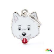 My Family Dog Tag - Ръчно изработен адресник , Italian Spitz Dog за кучета 2.2 см/ 2.5 см. бял 3