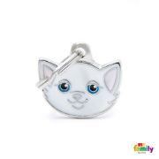 My Family Cat Tag - White European Shorthair Cat - Елегантен адресник за котки - порода Европейска късокосместа, бял 1