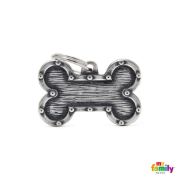 My Family Bronx Dog Tag Big Bone Futuristic - Ръчно изработен медальон кокал - адресник за кучета 2.5 см. / 3.8 см. - бронз 1