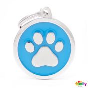 My Family Dog Tag Paw Circle - Ръчно изработен медальон , с лапичка - адресник за кучета 3.93 см. /3.17 см. червен 3