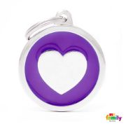 My Family Dog Tag Heart Circle - Ръчно изработен медальон , със сърце - адресник за кучета 3.93 см. /3.17 см. червен 1