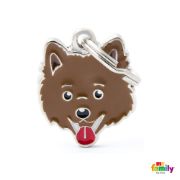 My Family Dog Tag - Ръчно изработен адресник , Italian Spitz Dog за кучета 2.2 см/ 2.5 см. кафяв 2