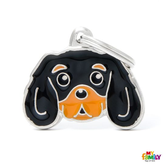 My Family Tricolour Cavalier King ID Dog Tag - Кучешки адресник - порода Кавалер Кинг Чарлз Шпаньол