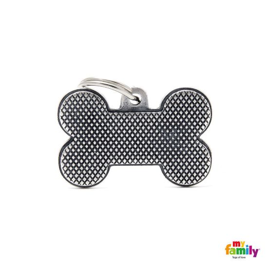 My Family Bronx Dog Tag Big Bone Rhombus - Ръчно изработен медальон кокал - адресник за кучета 3.5 см. / 4.8 см.