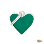 My Family Dog Tag Small Green Heart - Ръчно изработен медальон сърце - адресник за кучета 2.8 см. / 2.5 см. - зелен 3